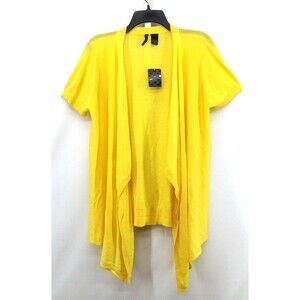 Nue Options Cardigan Women Size PL Yellow Lightweight Long Sleeve Open Front Top